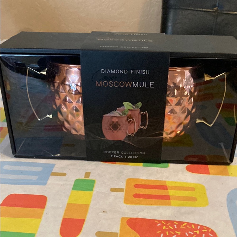 Copper Collection Moscow Mule Copper Mugs - Diamond Finish New In Box
